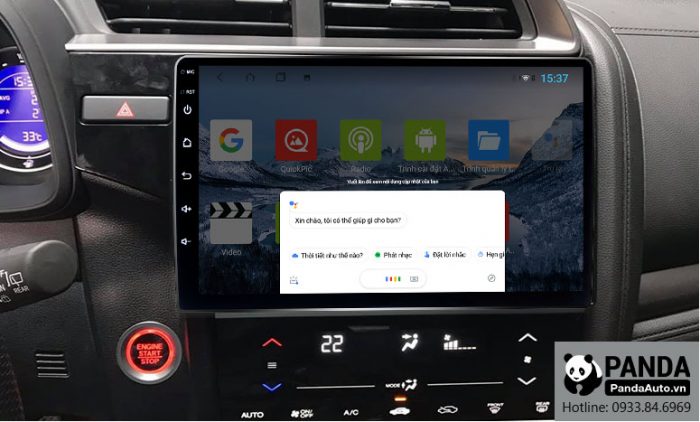 man-hinh-android-cho-xe-Honda-Jazz-ho-tro-ra-lenh-giong-noi-truc-tiep-tren-vo-lang