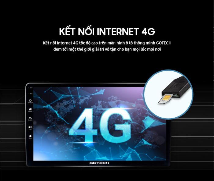 Màn hình Gotech cắm sim 4g tốc độ cao truy cập internet mọi lúc mọi nơi