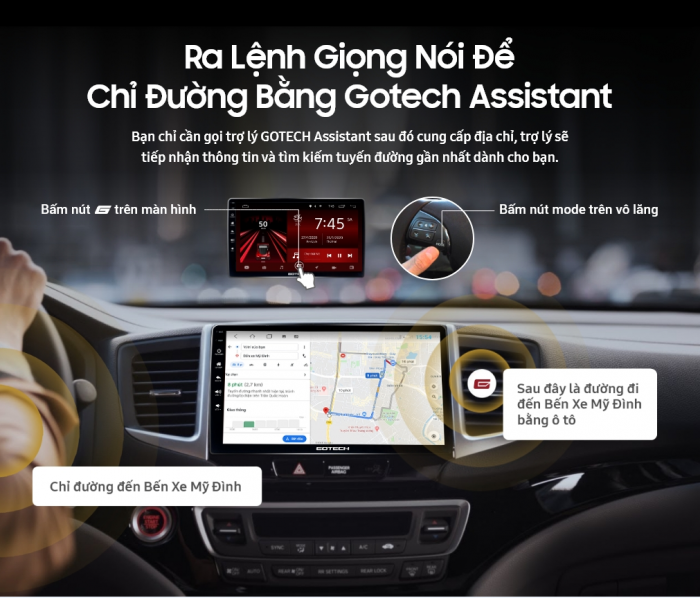 Màn hình Gotech cho xe Nissan Teana hỗ trợ ra lệnh giọng nói thông minh