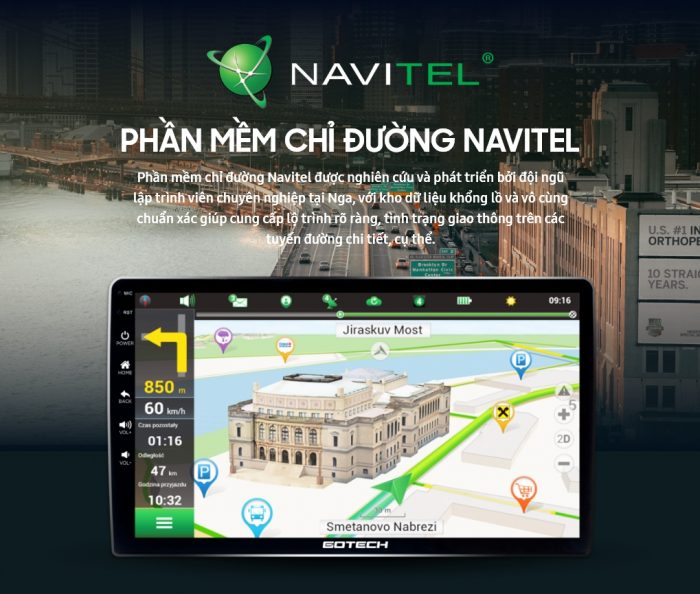 Màn hình ô tô Gotech hỗ trợ cài đặt phần mềm chỉ đường Navitel