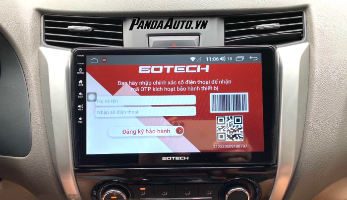 Bảo hành điện tử trêm màn hình Gotech cho xe Navara