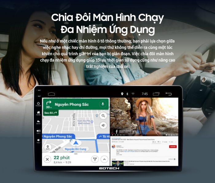 Màn hình Gotech hỗ trợ chạy đa nhiệm ứng dụng