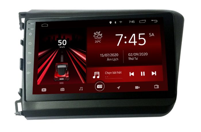Mặt dưỡng màn hình android Gotech cho xe Honda Cici 2013-2015