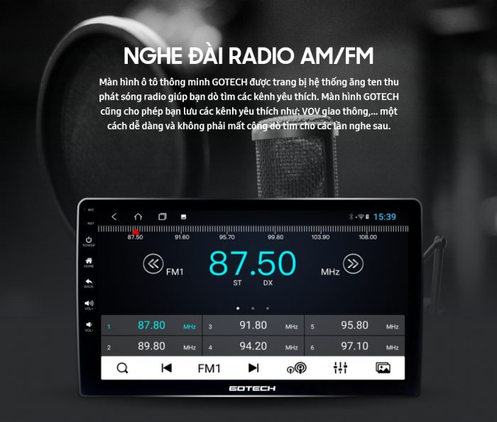 Màn hình Gotech hỗ trợ nghe Radio như màn hình nguyên bản