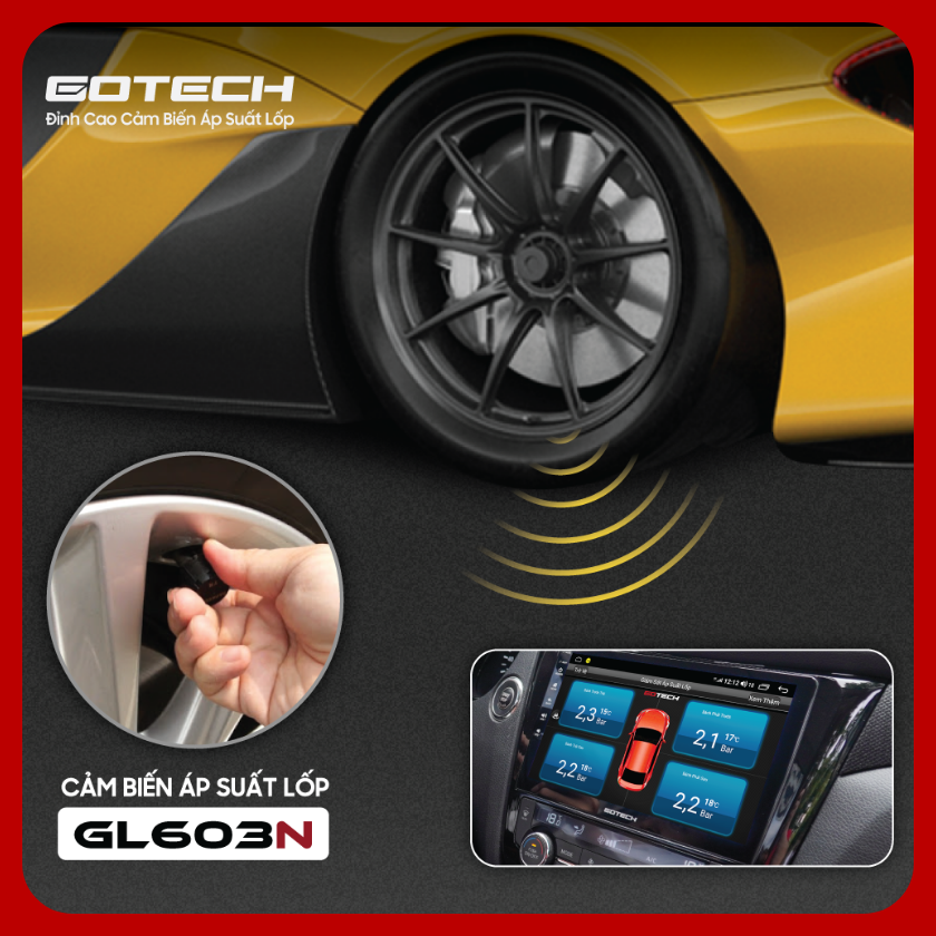 Cảm biến áp suất lốp ô tô GOTECH GTL603N – Van ngoài cao cấp