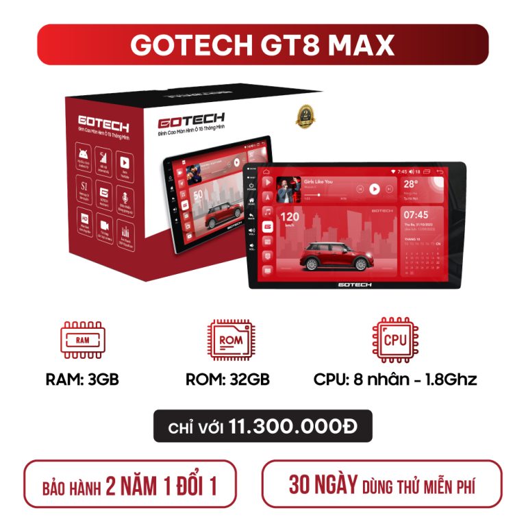 Màn hình Android ô tô thông minh GOTECH GT8 MAX – Best Seller 2022