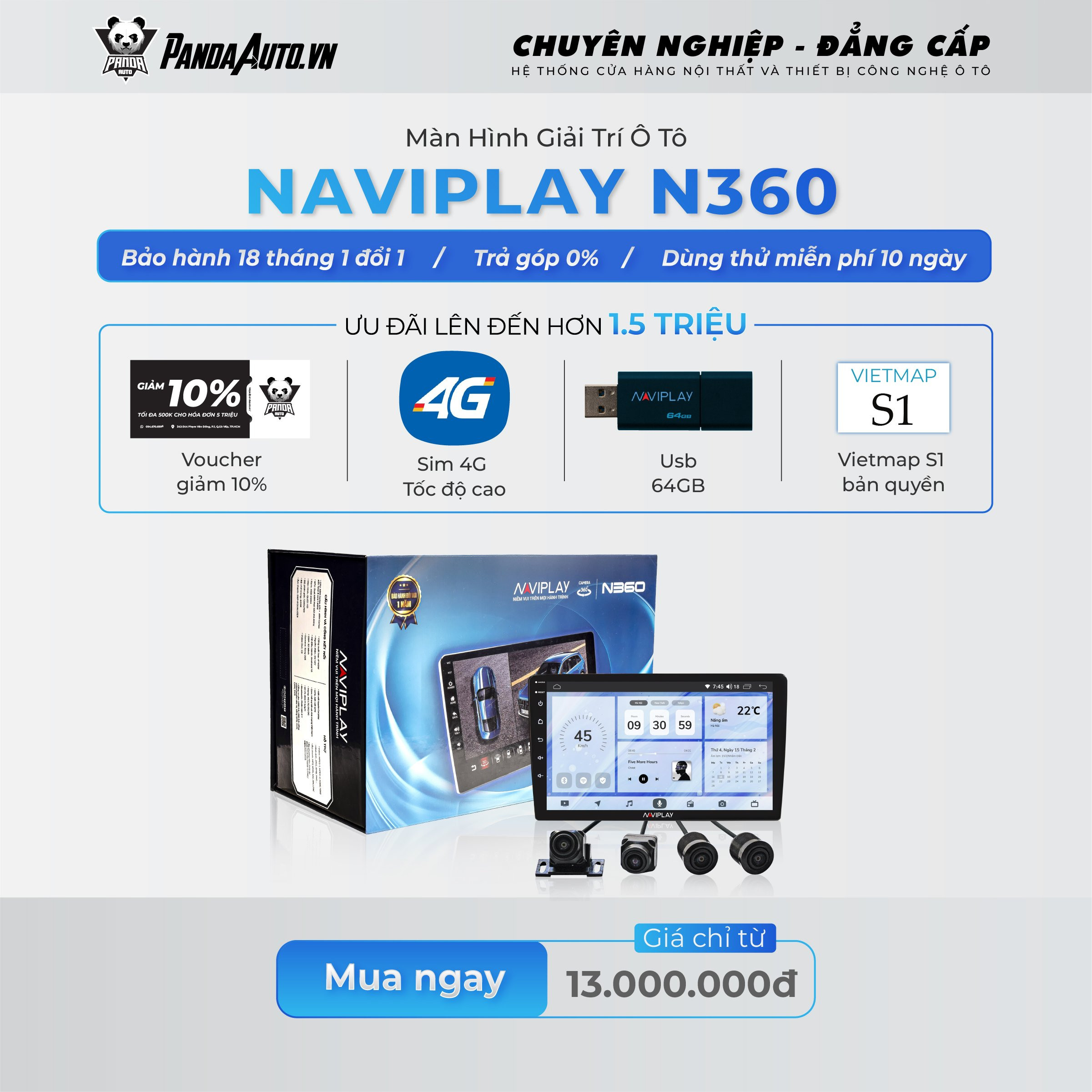 Màn hình NaviPlay N360 – Màn hình giải trí cao cấp dành cho ô tô