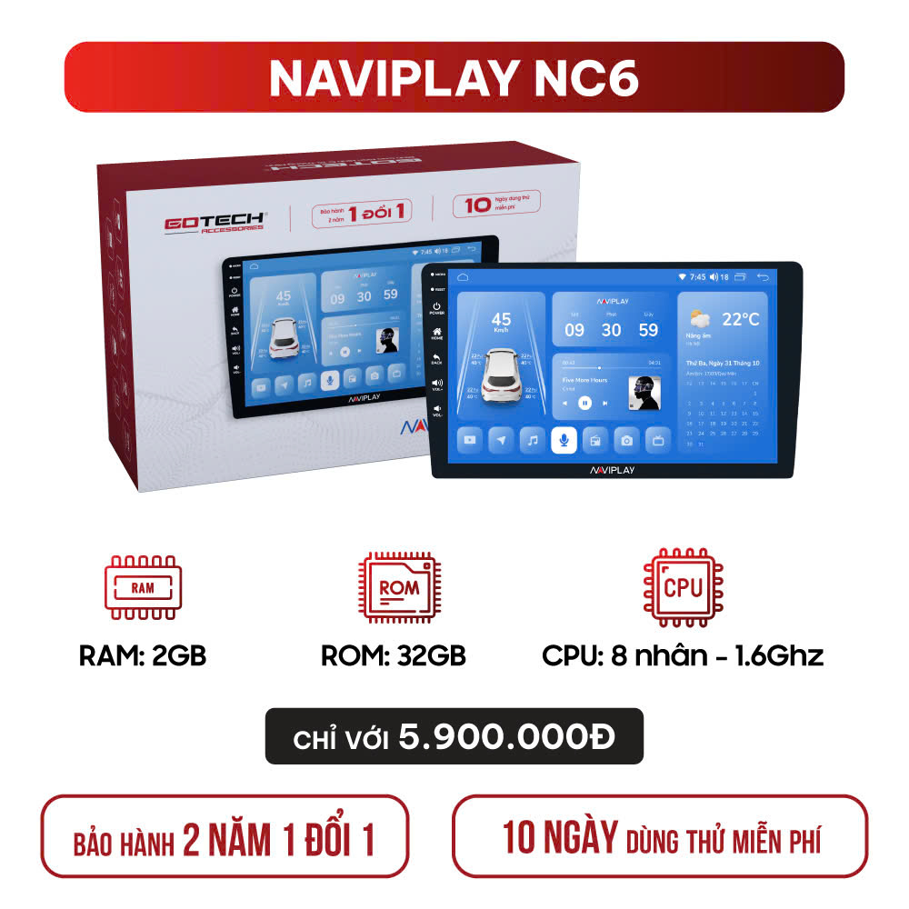 Màn hình ô tô thông minh Naviplay NC6