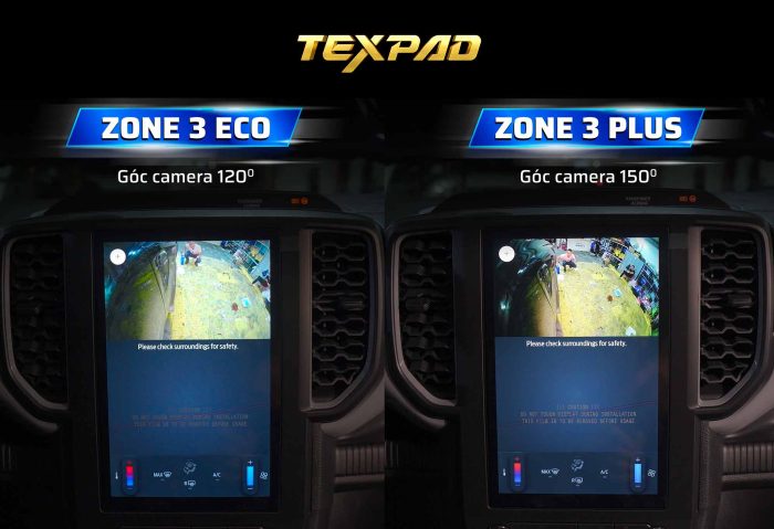 Camera 3 mắt Texpad Zone 3 có khả năng ghi hình tốt, chất lượng hình ảnh tương đương camera lùi