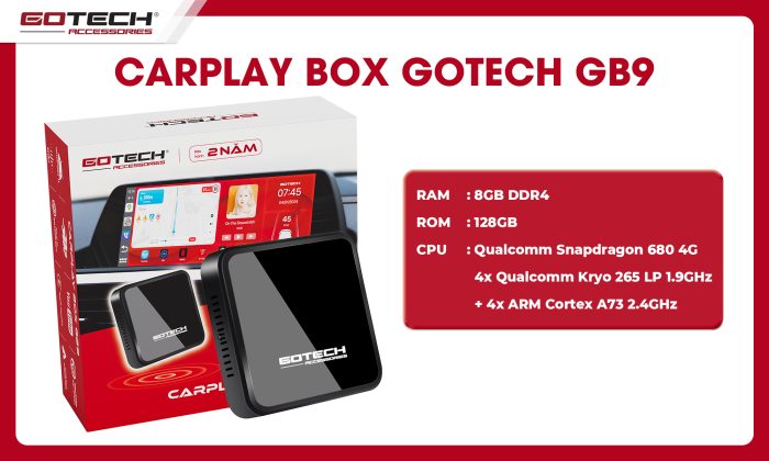 Carplay box Gotech GB9 Sở hữu siêu cấu hình mạnh mẽ