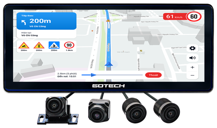 Gotech GT12.3i 360 không chỉ là một màn hình thông minh, mà còn tích hợp 3 phần mềm chỉ đường thông minh, giúp người lái xe dễ dàng và thuận tiện hơn trong mọi hành trình.