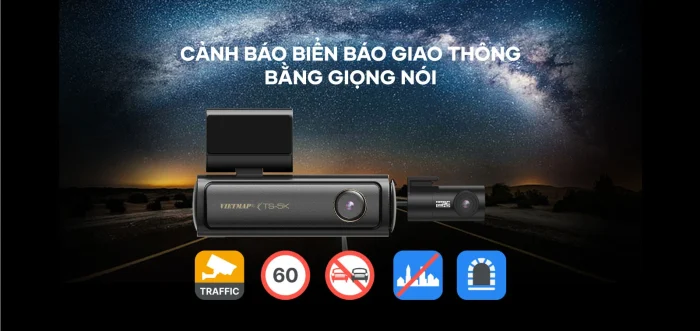 Camera hành trình Vietmap TS-5K cho phép cảnh báo biển báo giao thông bằng giọng nói