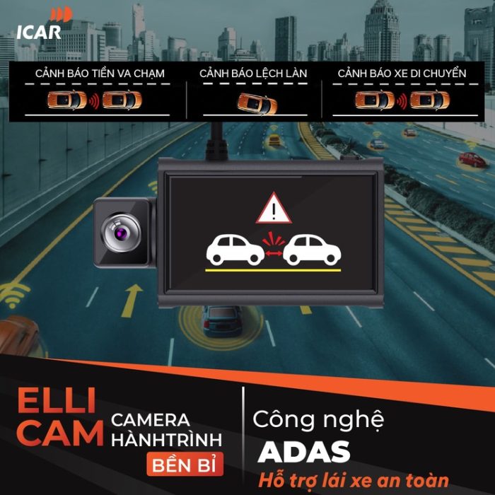 Ellicam A64G độc quyền với khả năng hiển thị cảnh báo tốc độ giới hạn và camera phạt nguội từ ICAR GSpeed