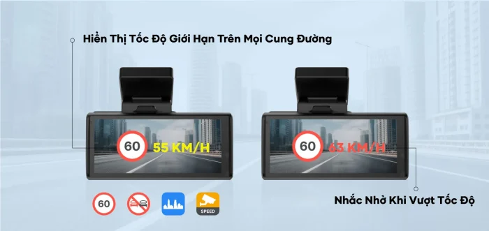 Camera hành trình Vietmap SpeedMap M2 cảnh báo giới hạn tốc độ trên mọi cung đường