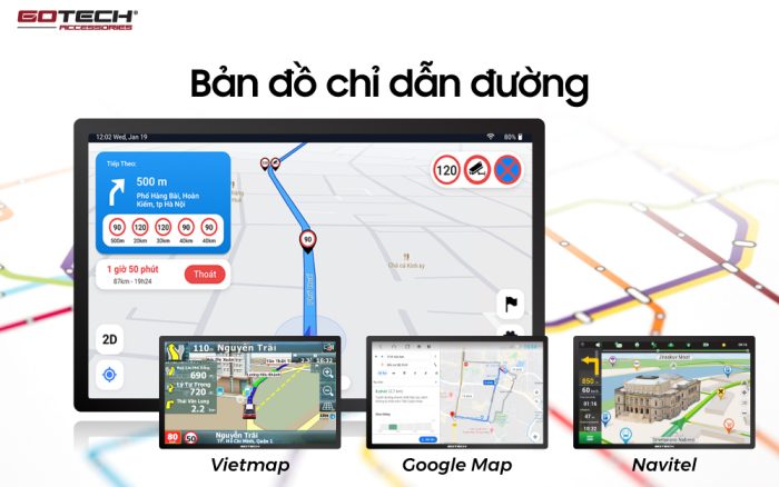 Màn hình Gotech GT11.5I có hệ thống bản đồ hiện đại