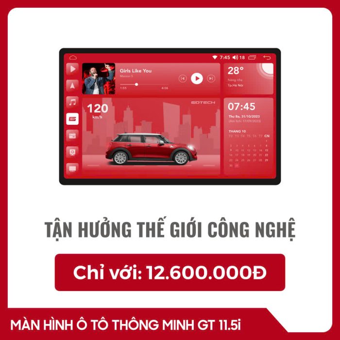 Màn hình ô tô thông minh Gotech GT11.5i chính hãng giá chỉ 12,600,000đ