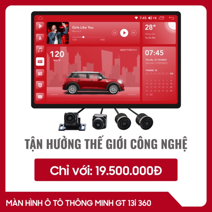 Màn hình ô tô thông minh Gotech GT13i 360 chính hãng giá chỉ 19,500,000đ