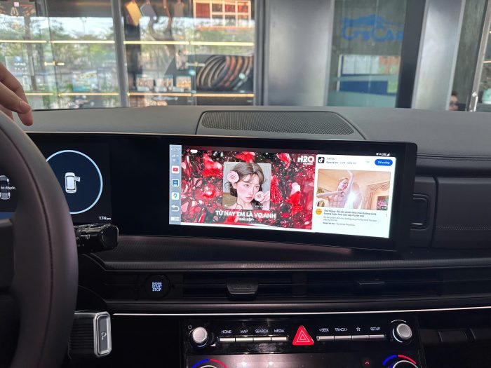 hình ảnh thực tế lắp đặt android box Gotech GB7 cho xe Hyundai SantaFe 2025 