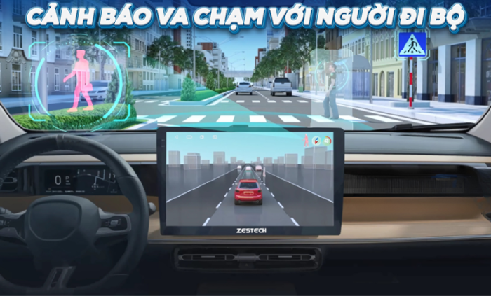 cảnh báo va chạm người đi bộ trên màn hình ô tô zestech zx adas+ bản giới hạn 