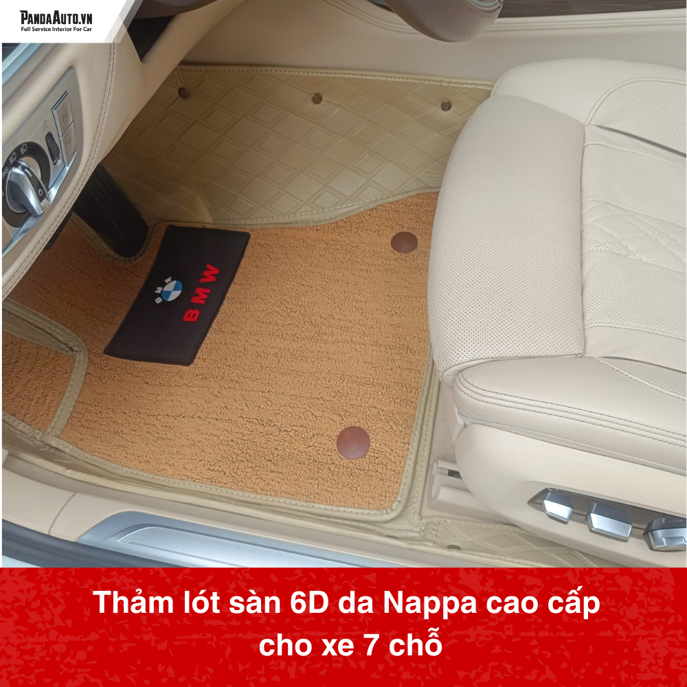 Thảm lót sàn 6D da Nappa cao cấp cho xe 7 chỗ