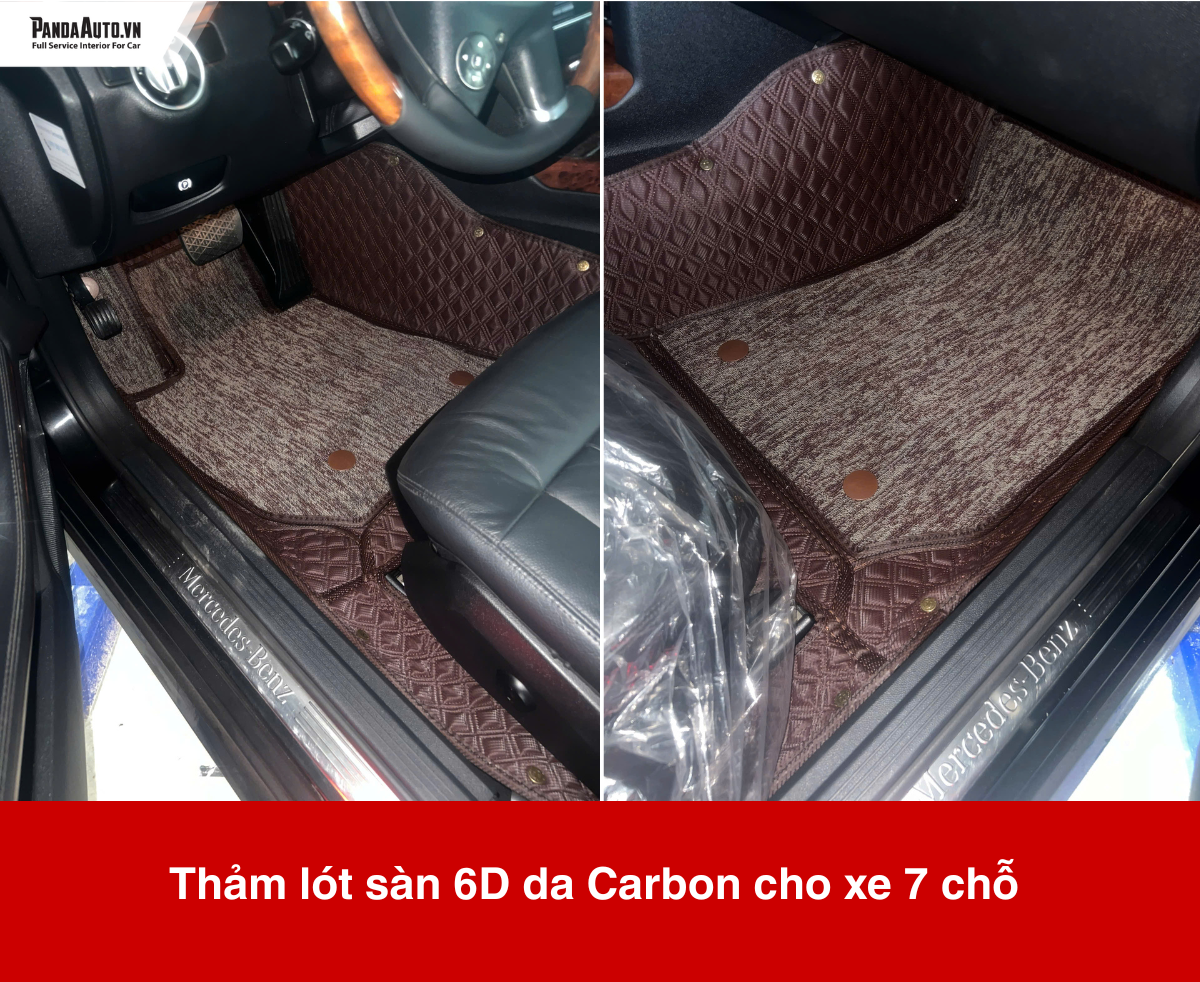 Thảm lót sàn 6D da Carbon cho xe 7 chỗ