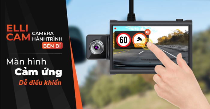 Camera hành trình Ellicam A64GS màn hình rộng, dễ dàng thao tác