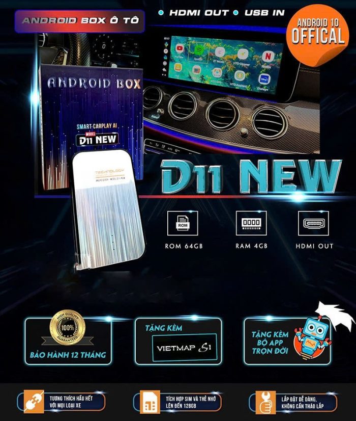Android Box ô tô HTD D11 New