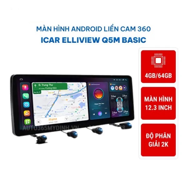 Màn hình Android liền cam 360 ICAR Elliview Q5M và Q5M Basic