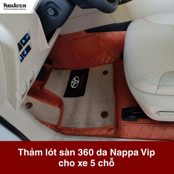 Thảm lót sàn 360 da Nappa Vip cho xe 5 chỗ