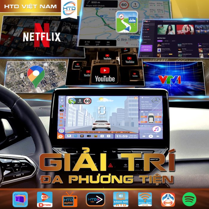 Giải trí đa phương tiện trên Thống số cấu hình cực khủng của Android box ô tô HTD D15 Ultra