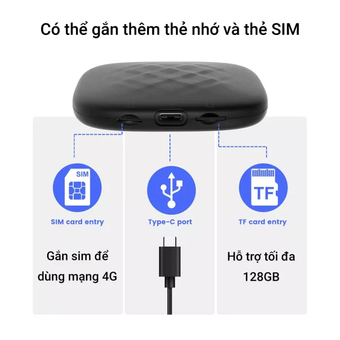 Carlinkit tbox v3 hỗ trợ khe gắn sim 4G tốc độ cao