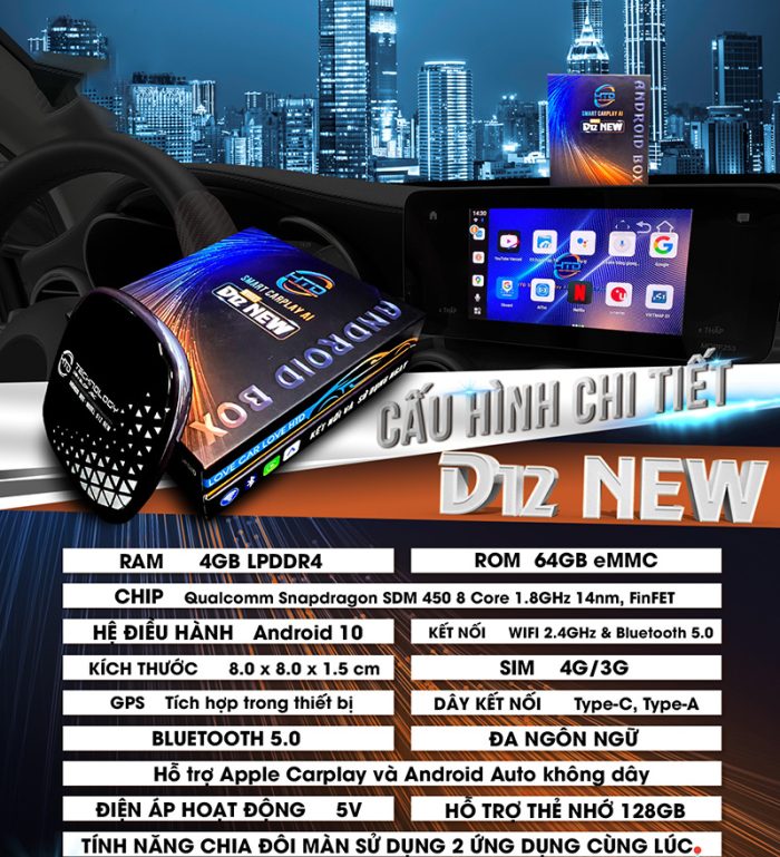 Android box HTD D12 New có cấu hình mạnh mẽ