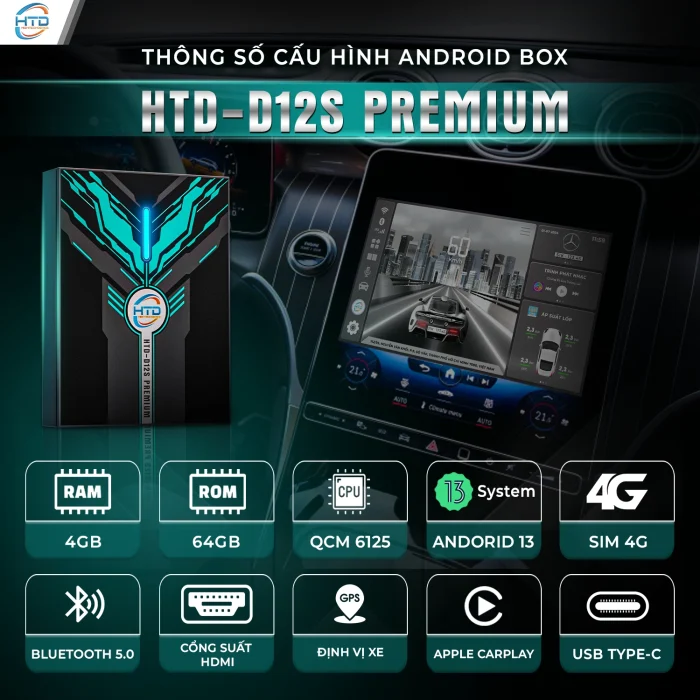 Tính năng của Android Box ô tô HTD D12S Premium sở hữu cấu hình mạnh mẽ
