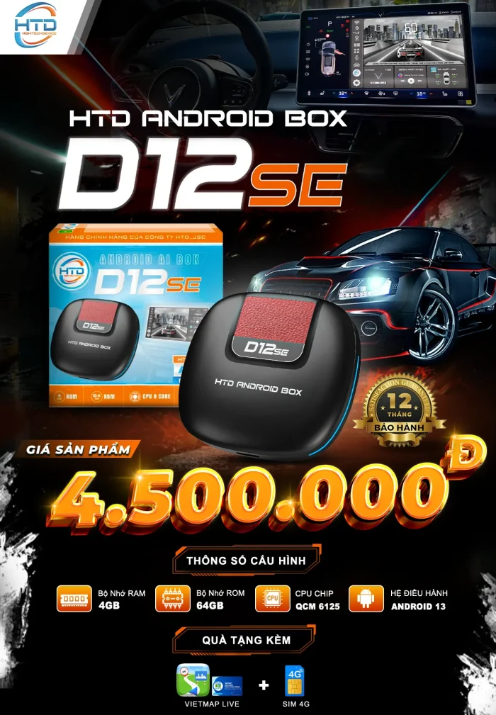 Giá android box ô tô HTD D12se