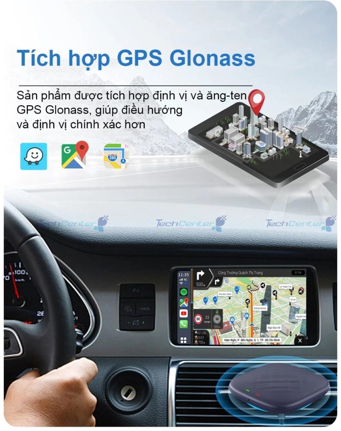 Tích hợp GPS chỉ đường Bộ sản phẩm  Carlinkit TBOX AMBIENT LED 8GB QC-6225 