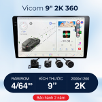 Màn hình Android ô tô Vicom (4x64G) 2k – liền camera 360