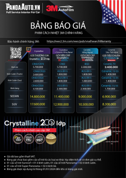 bảng giá dán phim cách nhiệt 3m mới nhất tại PandaAuto.vn