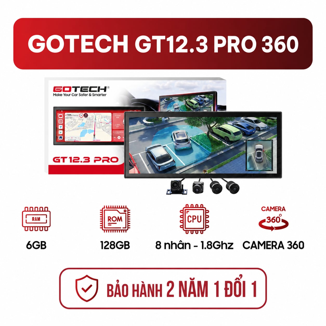 Màn hình ô tô Gotech GT12.3 PRO 360