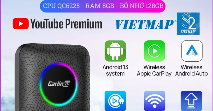 CARLINKIT Android Box TBOX AMBIENT LED QC-6225 Ram 8GB Rom 128GB