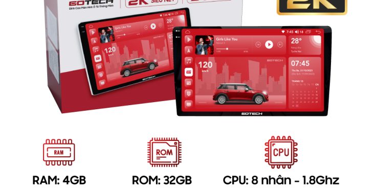 Màn hình ô tô thông minh Gotech GT2K chính hãng