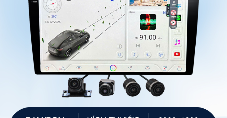 Màn hình Android ô tô Vicom (4x64G) 2k – liền camera 360